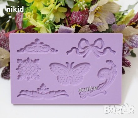 Орнаменти Пандела Пеперуда силиконов молд форма декорация торта фондан шоколад