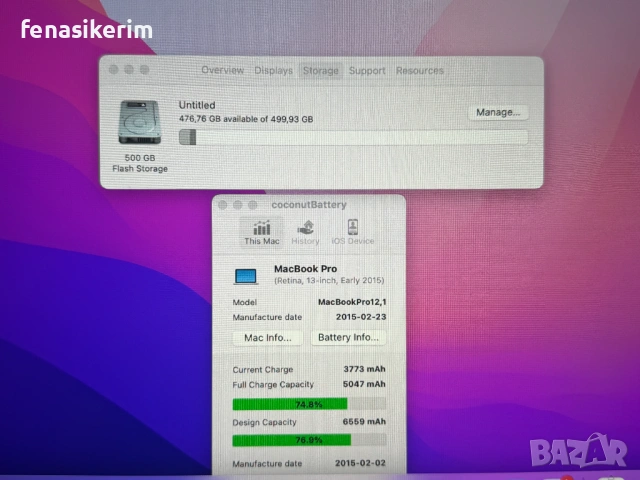 13.3' Retina Apple MacBook Pro 2015 Core i5 8GB RAM/512GB SSD/Бат 6ч, снимка 8 - Лаптопи за работа - 52373457