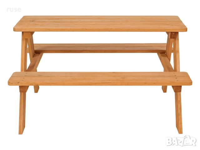 НОВА! Детска дървена маса с пейки 89x79x50см, снимка 6 - Други - 52399830