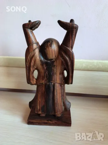 Дървена Скулптура-Смеещия се Буда, снимка 6 - Антикварни и старинни предмети - 49019159