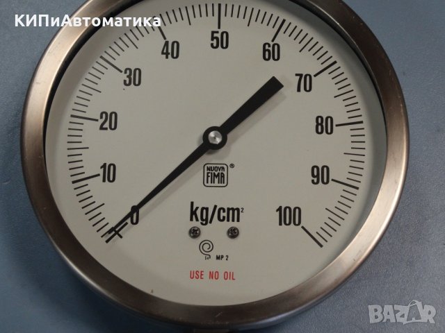 Манометър Nuova Fima Ф 160, 100 bar, снимка 2 - Резервни части за машини - 34450635