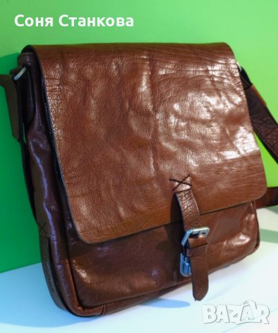 STRELLSON - Мъжкa чантa за през рамо - естествена кожа, снимка 8 - Чанти - 42115110