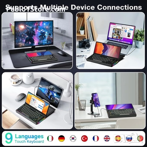 Промоция Kwumsy K3 механична геймърска клавиатура с тъчскрийн, 13-инчова преносима многофункц, снимка 2 - Клавиатури и мишки - 52435455