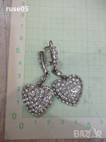 Обеци "Сърце" комплект с камъни имитационна бижутерия, снимка 1 - Обеци - 30354325