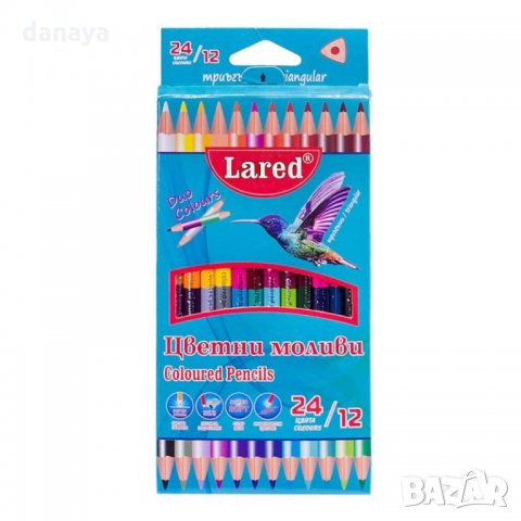 1598 Триъгълни цветни моливи за рисуване ДУО 12/24 цвята, снимка 2 - Други - 29502183