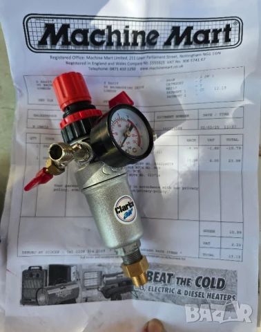 Регулатор за въздушно налягане Clarke , снимка 3 - Други машини и части - 51427541