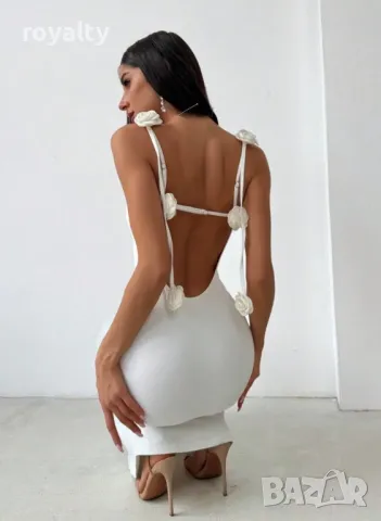 Дълга рокля с декорация на цветя 🥥, снимка 3 - Рокли - 49236320