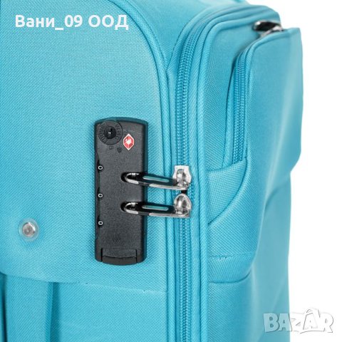 Пътнически куфар в цвят тюркоаз 45л, снимка 4 - Куфари - 42783151