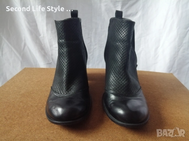 № 39 дамски боти естествена кожа на ток Mon Dieu - в черен цвят, снимка 4 - Дамски боти - 54096246