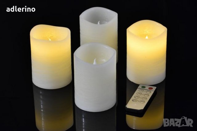 Комплект от 4 декоративни свещи с ЛЕД диоди, дистанционно, снимка 6 - Лед осветление - 34391205