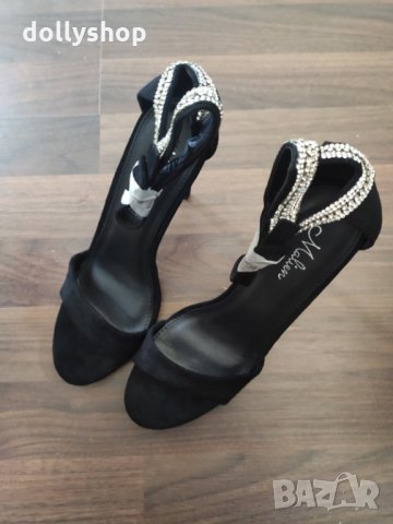 НОВИ Черни Дамски Обувки, снимка 4 - Дамски обувки на ток - 34266778