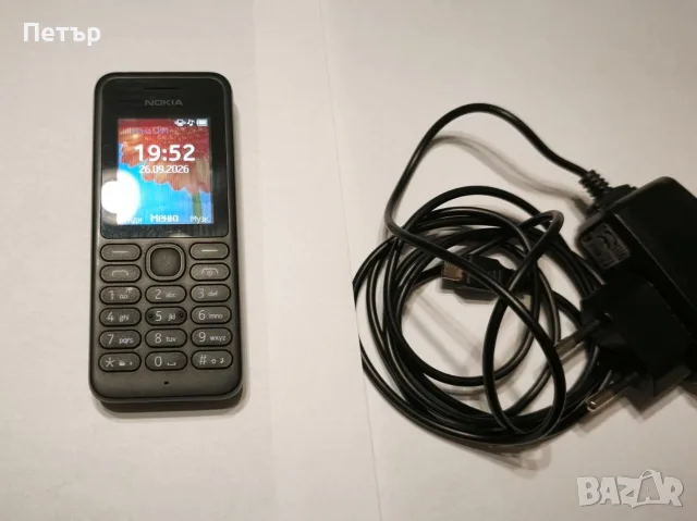 Телефон Nokia 130 черен в кутия със зарядно и книжка - лек компактен, фенерче, блутут, часовник