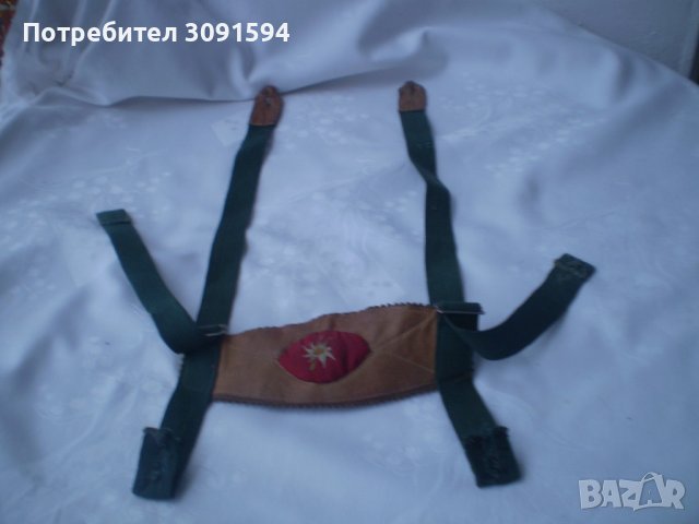 Стари Детски Тиранти Бродиран Еделвайс, снимка 2 - Антикварни и старинни предмети - 38917903