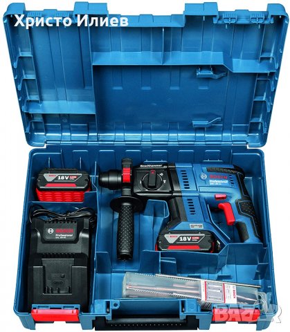 Bosch Professional Акумулаторен Безчетков Перфоратор Зарядно 2 Батерии 5Ah, снимка 4 - Куфари с инструменти - 39343745