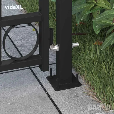vidaXL Оградна порта ASSEN с арковиден връх, стомана, 89x200 см, черна, снимка 3 - Огради и мрежи - 56146120