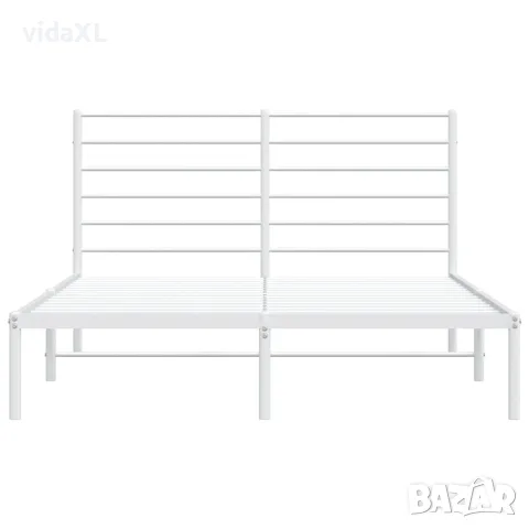 vidaXL Метална рамка за легло с горна табла, бяла, 160x200 см, снимка 6 - Спални и легла - 56147349