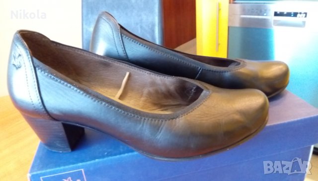 Caprice черни дамски кожени обувки черни №38 H и стелка 25см, снимка 12 - Дамски обувки на ток - 29150751