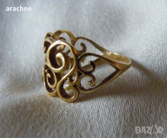 Красив стар италиянски позлатен сребърен пръстен, снимка 3 - Пръстени - 31763043