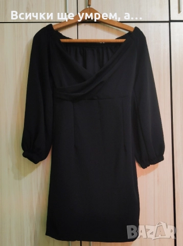 Черна официална къса рокля L