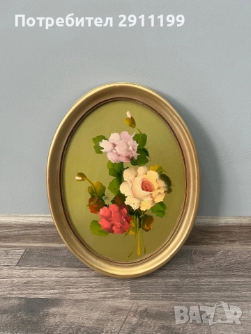 Елипсовидна маслена картина, комплект от две, снимка 2 - Картини - 51793205