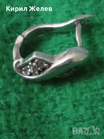СКЪПОЦЕННА СРЕБЪРНА ОБЕЦА СРЕБРО 925 АНГЛИЯ с БЯЛА ПОЗЛАТА и ИСКРЯЩИ ЦИРКОНИ 50154, снимка 12 - Обеци - 50542261