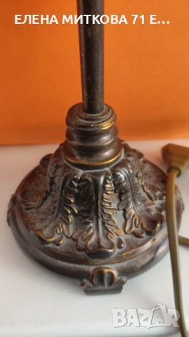 Висока настолна лампа от метал с орнаменти, снимка 3 - Настолни лампи - 53169712