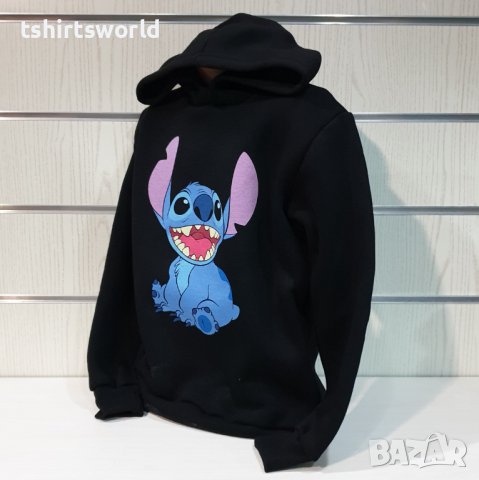 Нов детски суичър с дигитален печат Стич (Stitch) в черен цвят, снимка 3 - Детски анцузи и суичери - 38906846