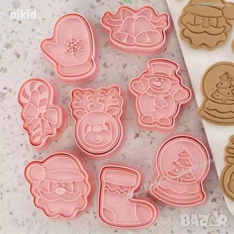 8 бр Коледни Снежен човек елха чорап дядо пластмасови разглобяеми резци форми фондан тесто бисквитки