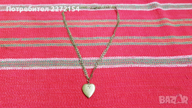Кордон ланец с медальон сърце, снимка 1 - Антикварни и старинни предмети - 44574612