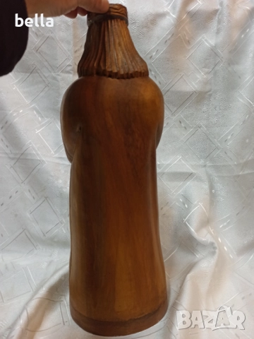 Висока масивна  дърворезба на фигура - светец или цар,държач тайник за бутилка!, снимка 3 - Антикварни и старинни предмети - 52582369