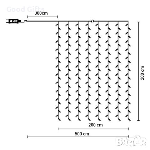 Коледни лампички Завеса, 360 LED, Наситено Топло бяло, Прозрачен кабел, С програми, снимка 4 - Лед осветление - 42734885