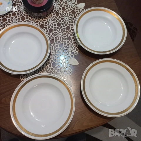 4 броя чиний за супа + Голямо плато., снимка 4 - Чинии - 53356667