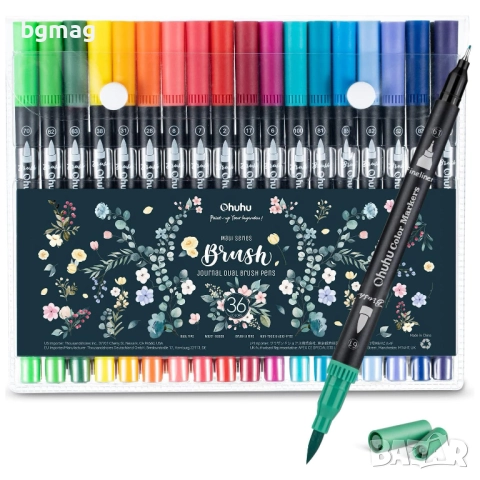 Ohuhu Maui Series 36 цвята маркери с два писеца-четка и тънък, снимка 7 - Ученически пособия, канцеларски материали - 52143166