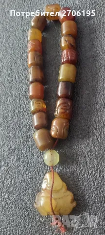 Антични нефритени резбовани нефритени молитвени мъниста Буда Тибет , снимка 10 - Антикварни и старинни предмети - 50347704