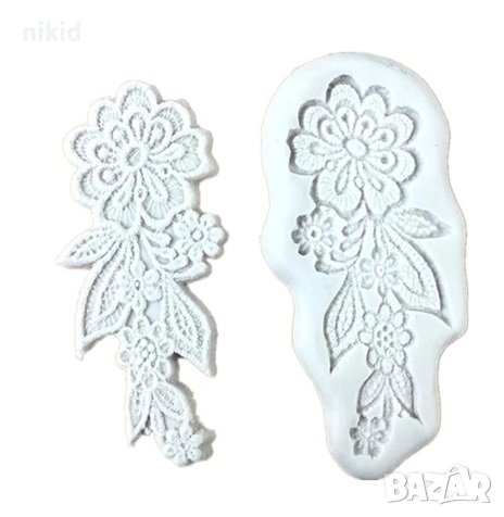 Красиво дантелено цвете 2 част тип вейнър дантела силиконов молд форма фондан декор торта гъмпейст, снимка 3 - Форми - 37625209