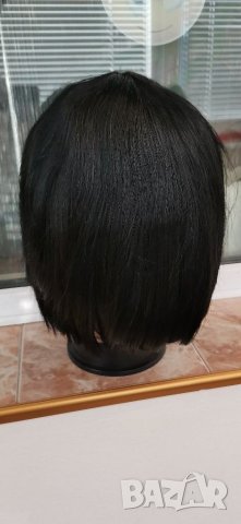 Нова черна перука от естествена коса перука от човешки косъм 30 см Боб стил - мод.16, снимка 10 - Аксесоари за коса - 29932399