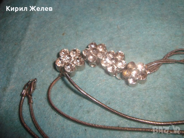 ИСКРЯЩО СТИЛНО ПОСРЕБРЕНО ФЛОРАЛНО КОЛИЕ ПЕНДАНТ АРТ МЕДАЛЬОН с ФАСЕТИРАНИ КРИСТАЛИ 3963, снимка 8 - Колиета, медальони, синджири - 35261394