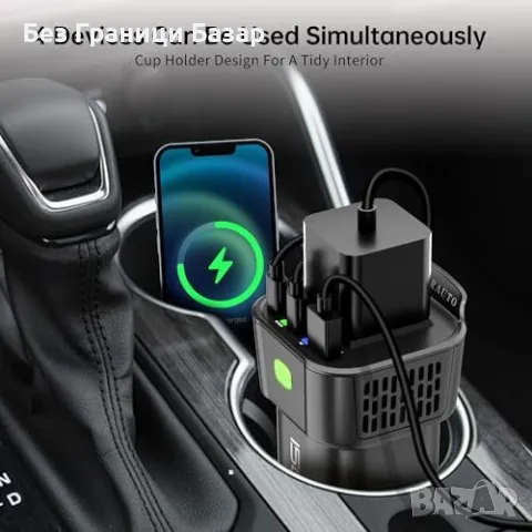 Нов Инвертор за кола автомобил 150W 12V към 220V с USB-C PD и UK контакт, снимка 3 - Друга електроника - 49591705