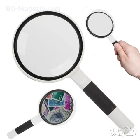 Увеличителна ръчна лупа за четене 4X увеличение стъклена леща деца насекоми работа с дръжка джобна, снимка 2 - Други инструменти - 50920329
