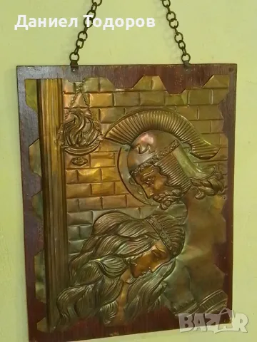 Красива Стара Медна Декоративна Картина върху  Дърво , Медно Пано-, снимка 8 - Картини - 47475650
