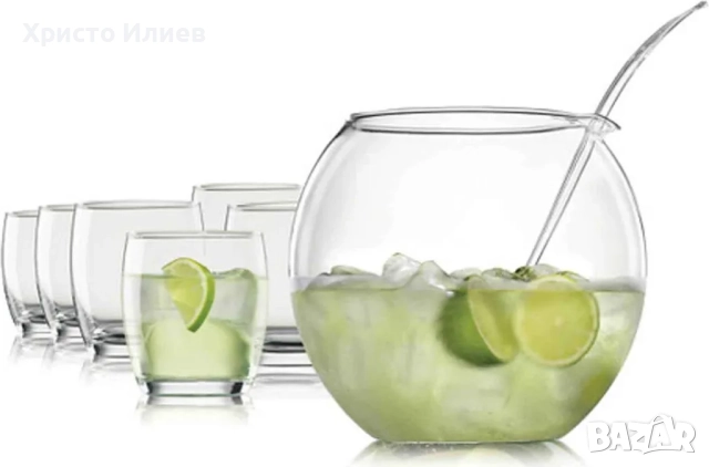 Комплект за пунш Голяма купа за пунш и 6 чаши парти комплект, снимка 2 - Чаши - 52140905