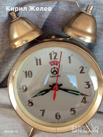Стар механичен будилник TREASURE CHINA много красив за КОЛЕКЦИЯ ДЕКОРАЦИЯ 23575, снимка 4 - Антикварни и старинни предмети - 51953208