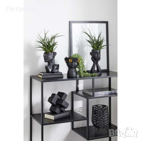 Кашпа-14.5х17х5х19.5 см./черна кашпа/черна саксия, снимка 4 - Саксии и кашпи - 44620091