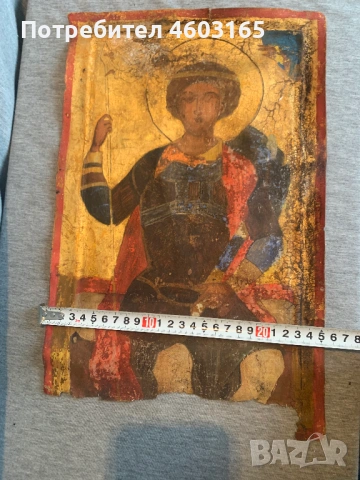 стара икона  Свети Георги Победоносец, снимка 6 - Икони - 53938553