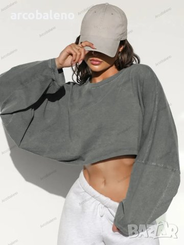 Дамски суичър с кръгло деколте и висока талия, 4цвята, снимка 15 - Суичъри - 42814490