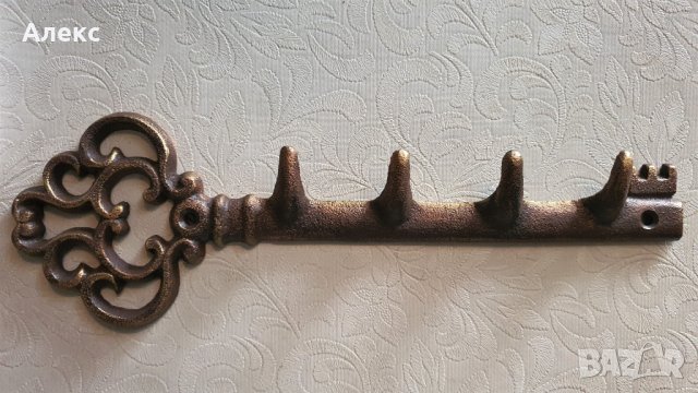 Закачалка ключ–Чугун, 29см, снимка 2 - Градински мебели, декорация  - 37685666