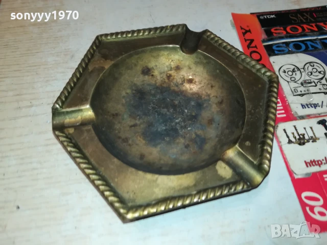 ПЕПЕЛНИК-МЕД/МЕСИНГ-ВНОС SWISS 1708251144LCHERY, снимка 4 - Антикварни и старинни предмети - 51390849