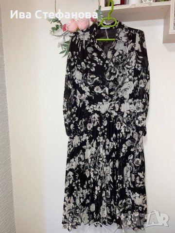 Нова стилна черна бяла разкошна феерична елегантна плисирана плисе рокля Reserved , снимка 7 - Поли - 42179190