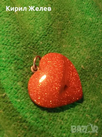 АРТ ДЕКО СЪРЧИЦЕ - АВАНТЮРИН МАЙСТОРСКА РЪЧНА ИЗРАБОТКА ВИНТИДЖ МЕДАЛЬОН УКРАШЕНИЕ 19929, снимка 9 - Антикварни и старинни предмети - 35596779