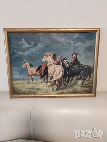 ПРОМО-2 маслени картини за 85€-репродукция„Букет от хризантеми“ Реноар и бели цветя-стара немска, снимка 6 - Картини - 53653834